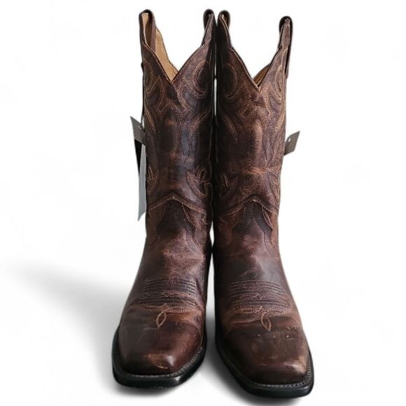 J.B. Dillon NWT Goat Leather Western Cowboy Rodeo Boots Sz 9B Distressed Brown - Picture 5 of 16